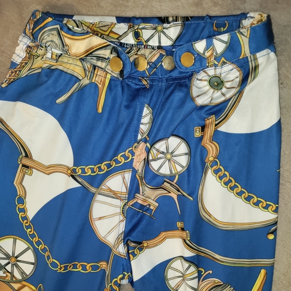 🆕Fashion Nova | Womens Blue & Gold Chain Link Print Leggings Size XS - Picture 5 of 10